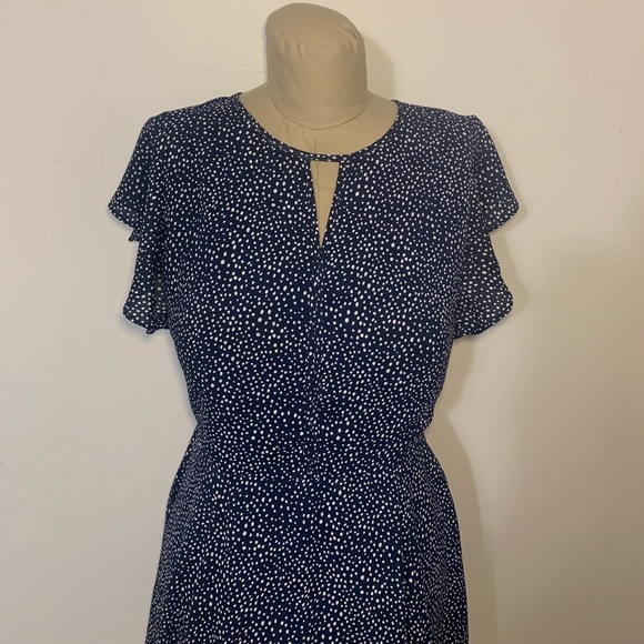 Banana Republic Navy Polka Dot Chiffon Dress Size 6 - Picture 2 of 9